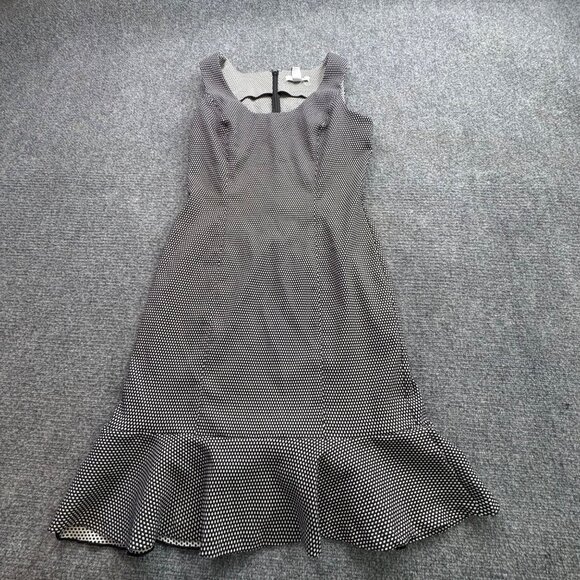 WHBM Dress Womens 12 Polka Dot Sleeveless‎ Flounce Ruffle Hem Sophisticated Work - Picture 1 of 13